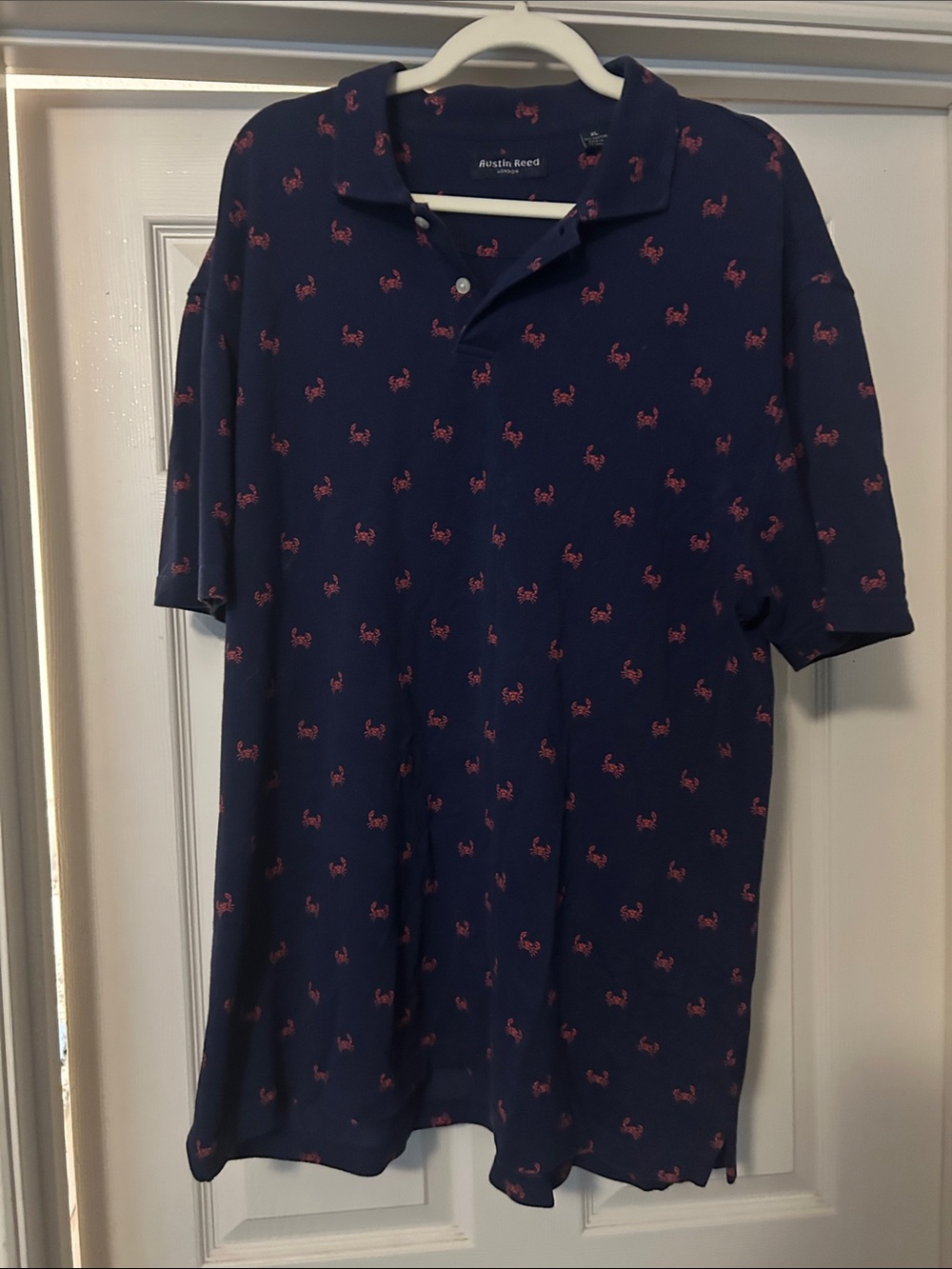 Austin Reed Navy Polo with Red Crab Motif